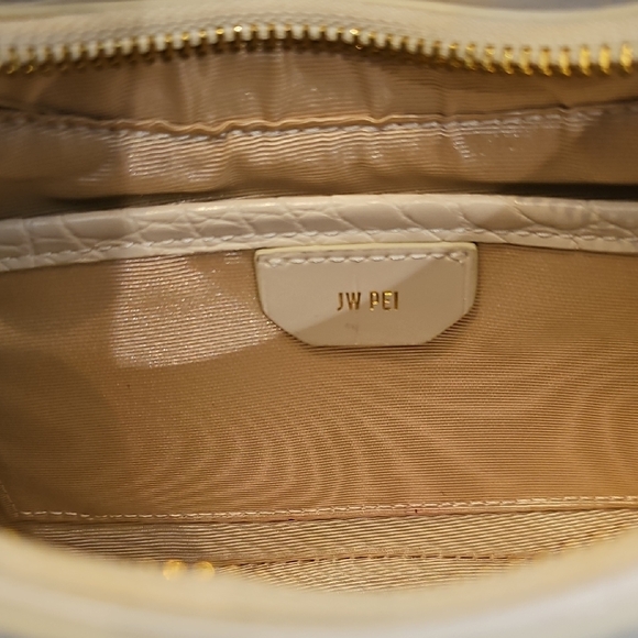 JW PEI Croc Embossed White, Gold Hardware, Ruby Shoulder Bag Purse - Picture 10 of 12